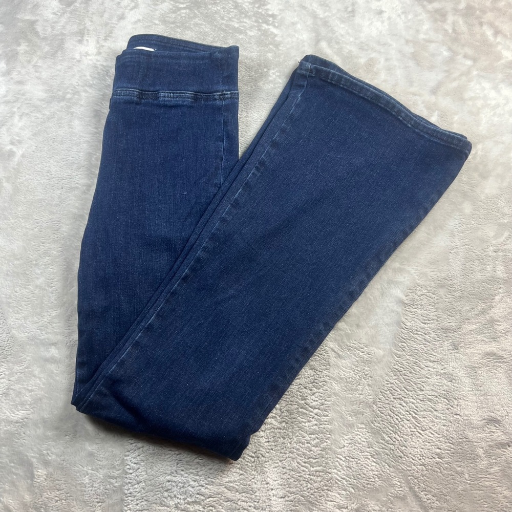 FRAME Women Size 0 The Jet Set Flare Jeans Blue Pull On High Rise JSFL630 Keller